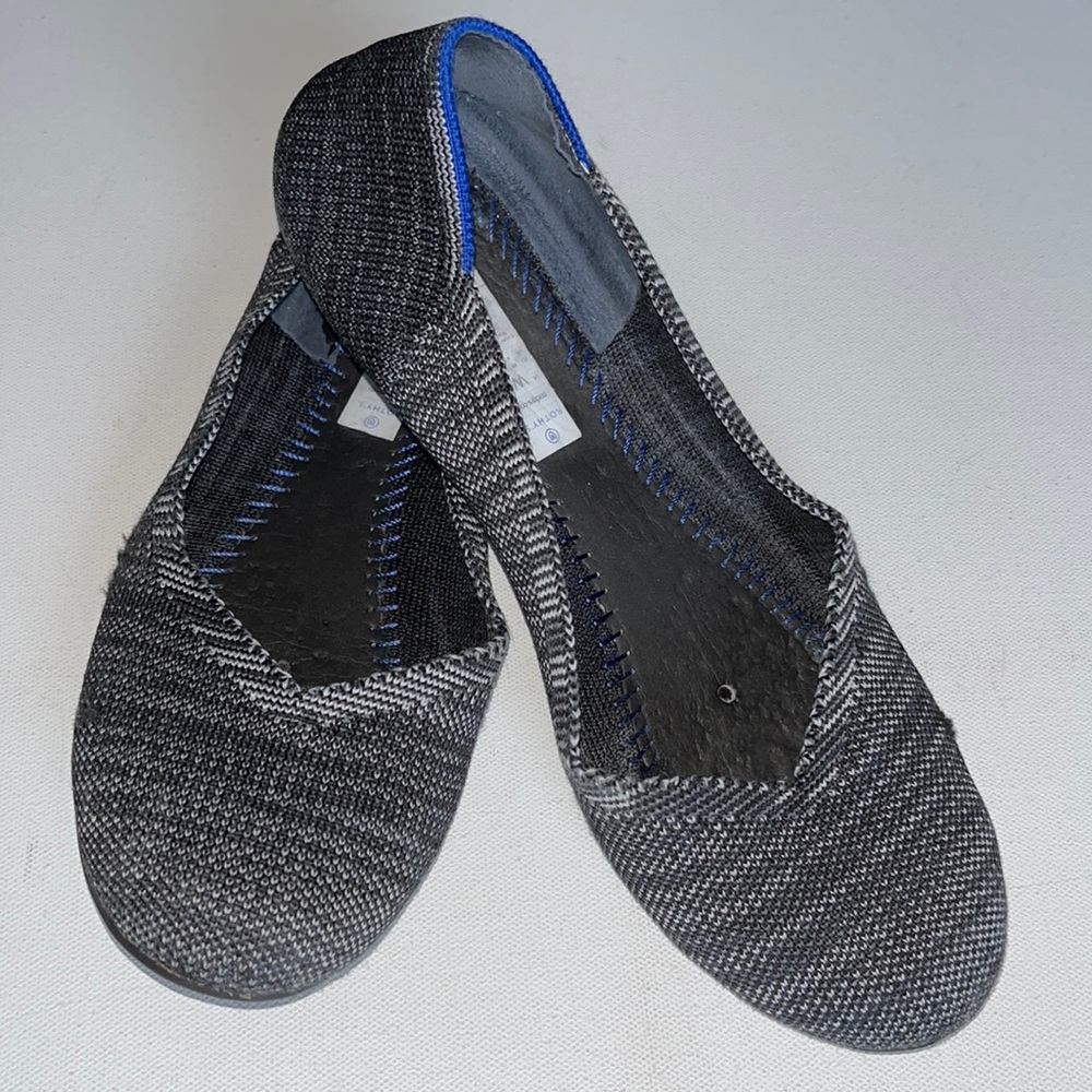 Rothy’s Birdseye Round Toe Flat Marled Black / Grey ⭐️
